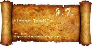 Hirter Tamás névjegykártya